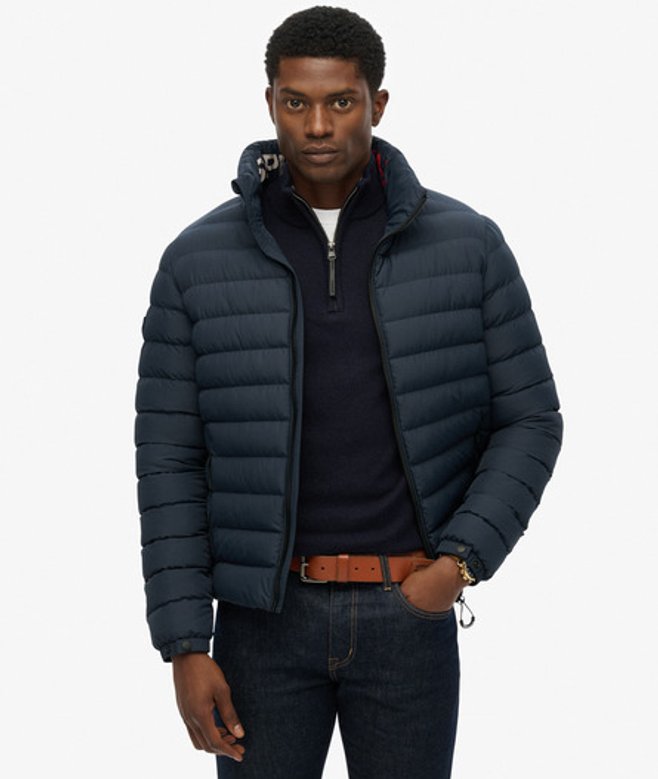 Men's Fuji Printed Padded Jacket Navy / Eclipse Navy - Size: XL - Superdry - Modalova