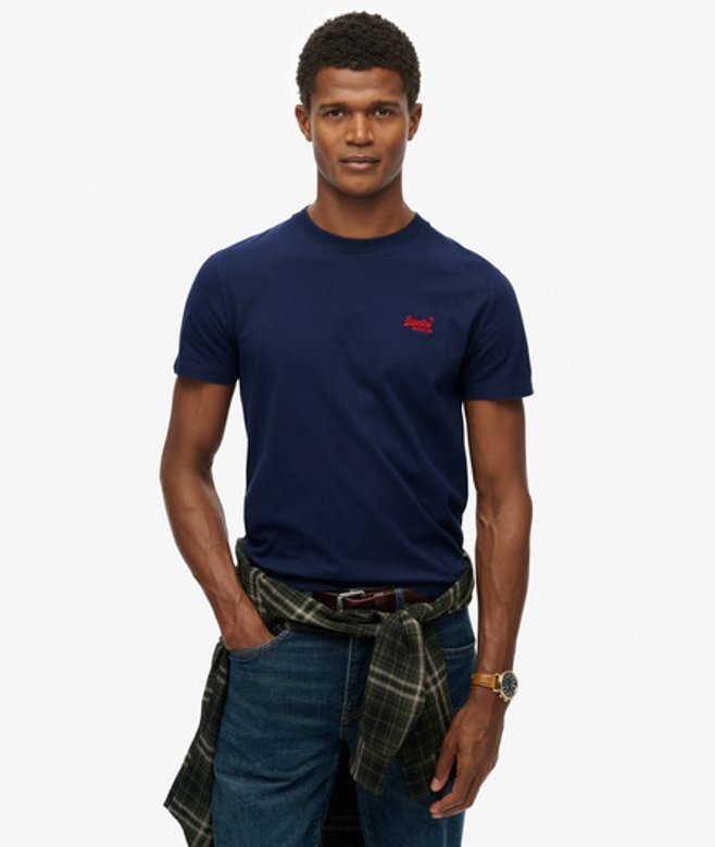 Essential T-shirt van Biologisch Katoen met Logo Blauw Grootte: XL afbeelding
