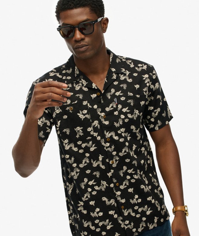 Superdry Beach Overhemd met Korte Mouwen Black