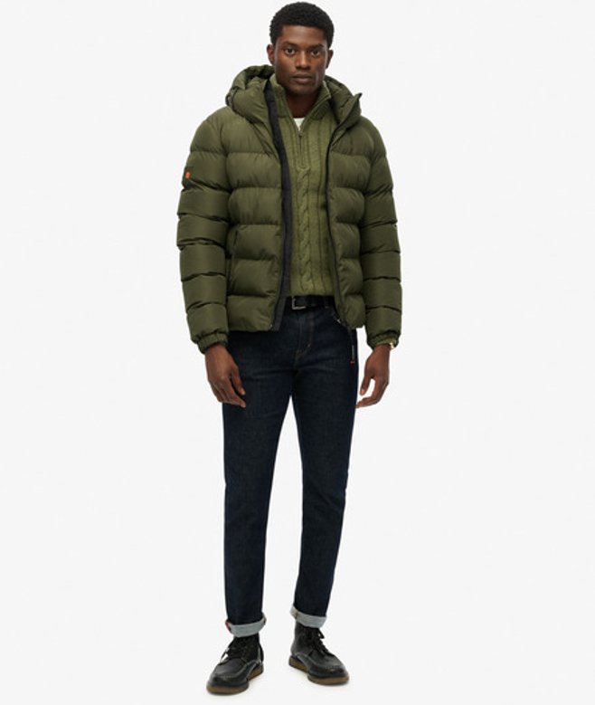 Superdry Men&rsquo;s Hooded Sports Puffer Jacket Green / Army Khaki/army Khaki - Size: M