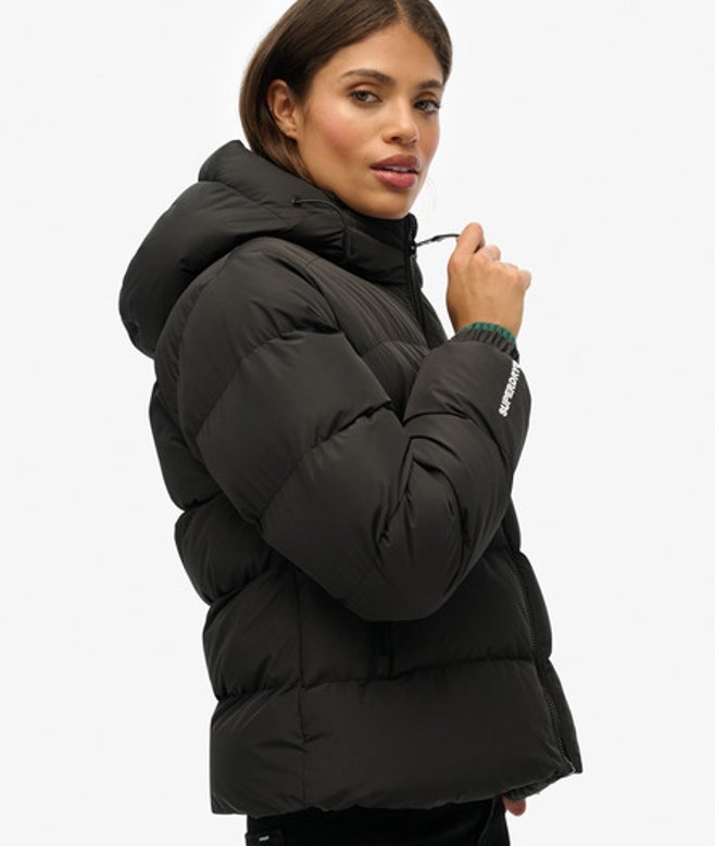 Sportieve Puffer Jas met Capuchon Black Grootte: 36 afbeelding
