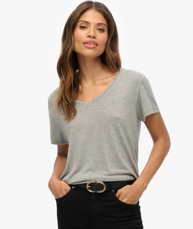 Studios Slub T-shirt met Borduursel Silver Grootte: 38 afbeelding
