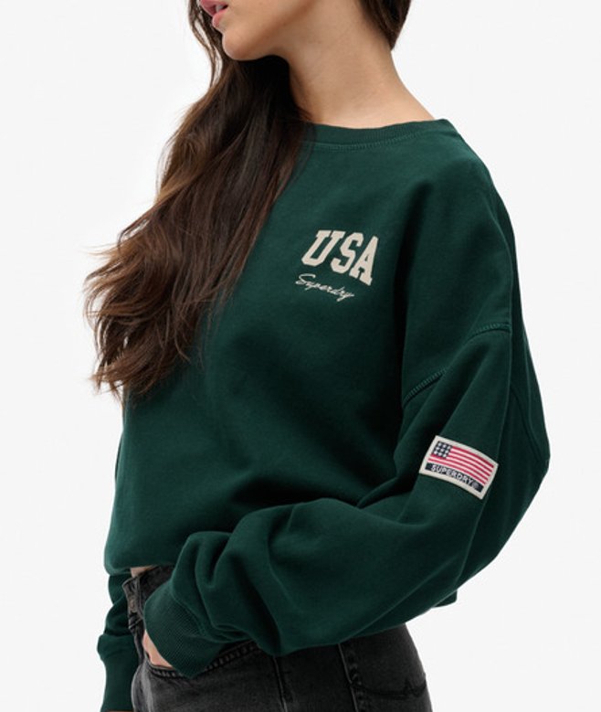 Athletic Essentials Relaxed Sweatshirt met Ronde Hals Green Grootte: 42 afbeelding