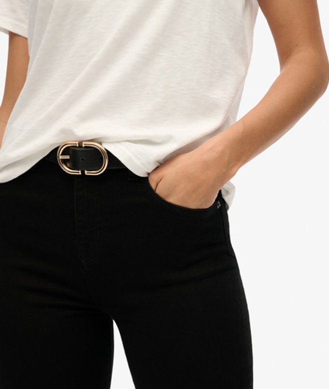 Jeans van Biologisch Katoen met Hoge Taille en Uitlopende Pijpen Black Grootte: 32/32 afbeelding