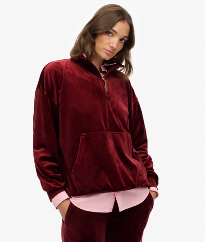 Country Club Velours Trui met Kwartrits Red Grootte: 36 afbeelding