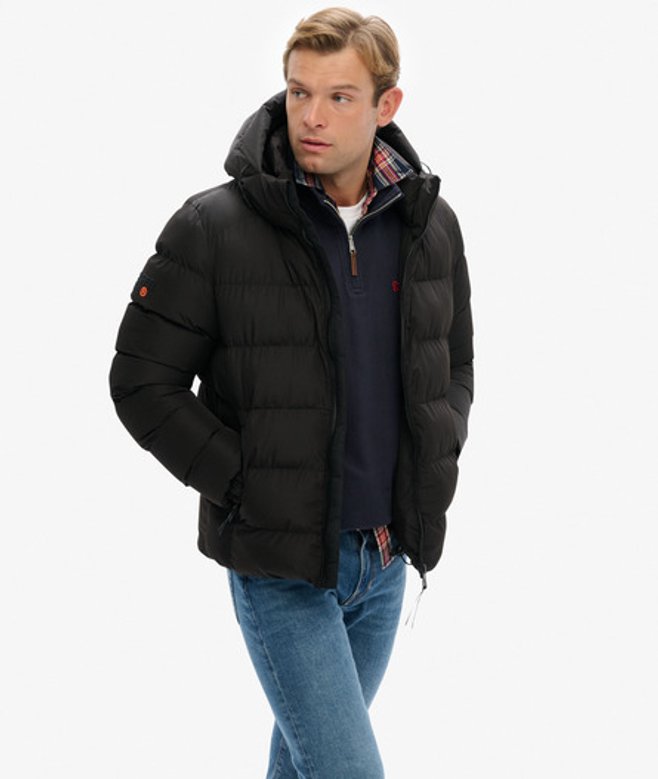 Sports Pufferjas met Capuchon Black Grootte: M afbeelding