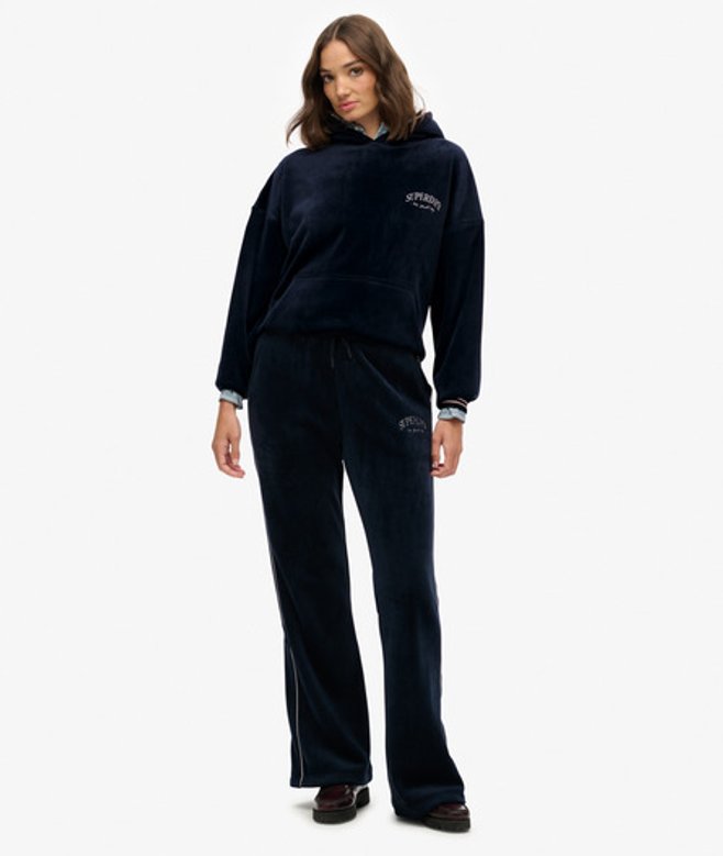 Superdry Country Club Velour Rechte Joggingbroek Blauw