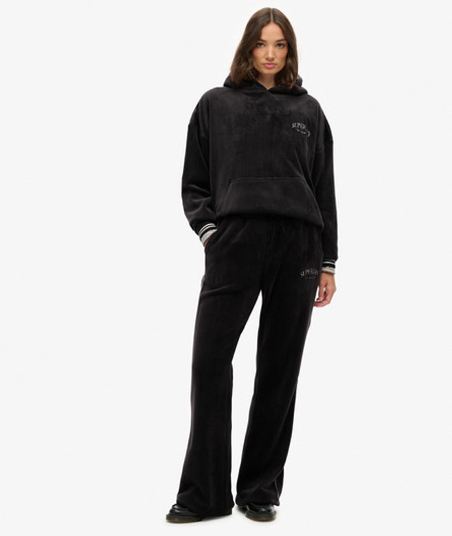 Superdry Country Club Velour Rechte Joggingbroek Black