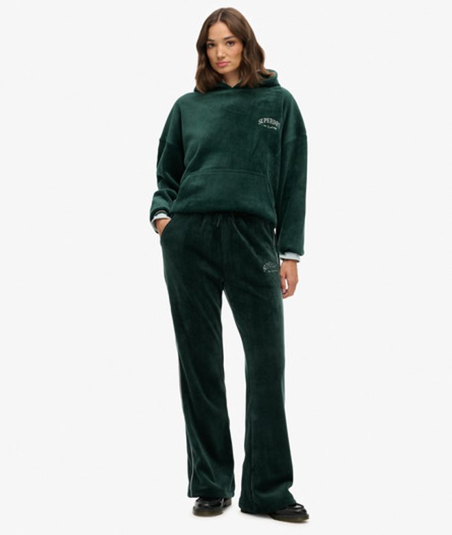 Superdry Country Club Velour Rechte Joggingbroek Green