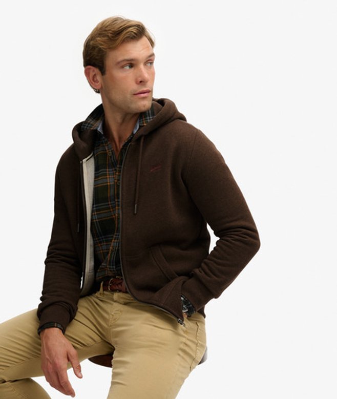 Essential Logo Hoodie met Rits Brown Grootte: Xxxl afbeelding
