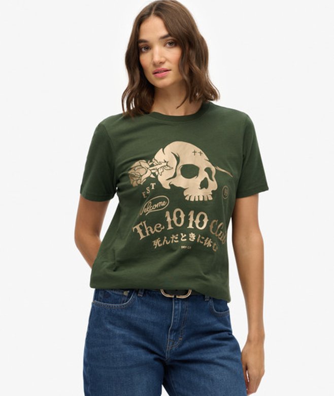Damen Super Skull T-shirt - Größe: 36 - Superdry - Modalova