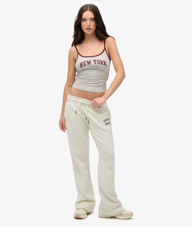 Superdry Athletic Essentials Joggingbroek met Lage Taille en Wijde Pijpen White