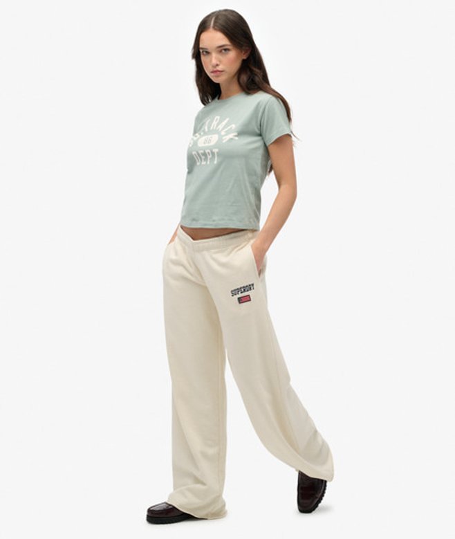 Superdry Athletic Essentials Joggingbroek met Wijde Pijpen White