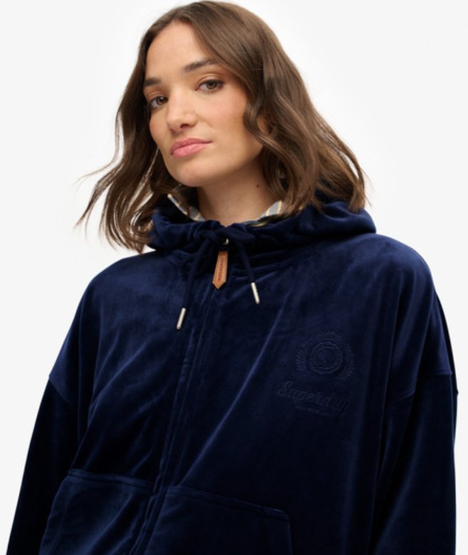 Country Club Velours Hoodie met Rits Blauw Grootte: 40 afbeelding