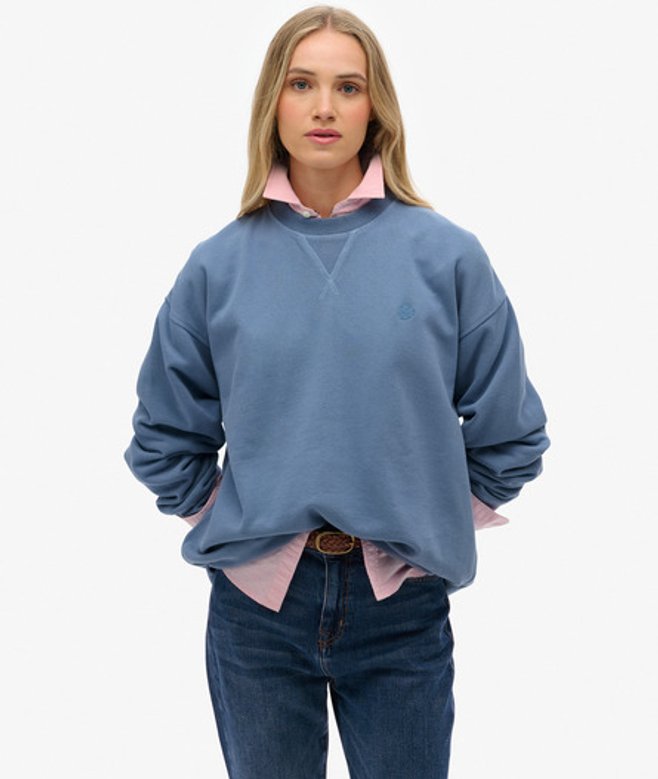 Superdry Women's Studios Crew Sweatshirt Light Blue / Tidal Blue