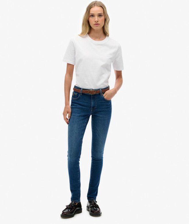 Superdry Skinny Jeans van Biologisch Katoen met Middelhoge Taille Blue