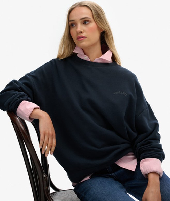 Essential Logo Garment-dye Sweatshirt met Ronde Hals