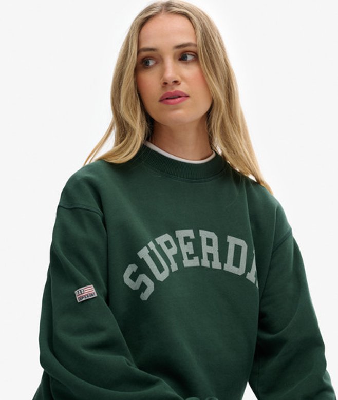 Athletic Essentials Wijdvallende Sweater met Ronde Hals Green Grootte: 40 afbeelding