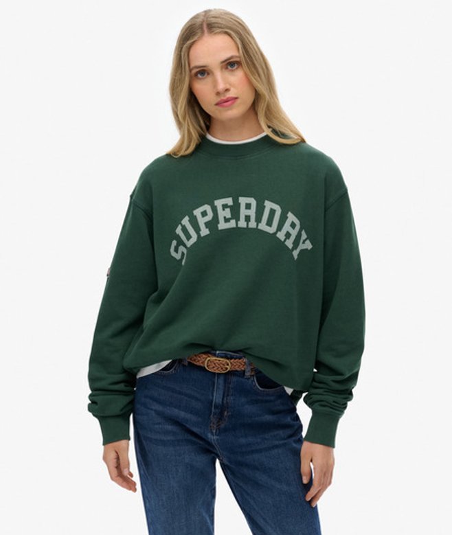 Superdry Women's Athletic Essentials Slouchy Crew Sweatshirt Green / Enamel Green