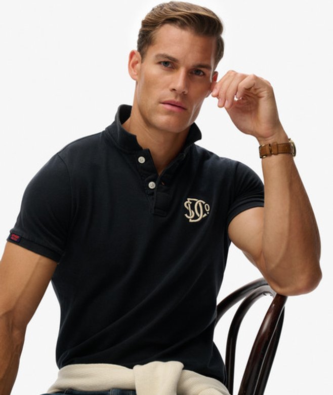 Vintage Athletic Poloshirt met Borduursel Blauw Grootte: Xxxl afbeelding