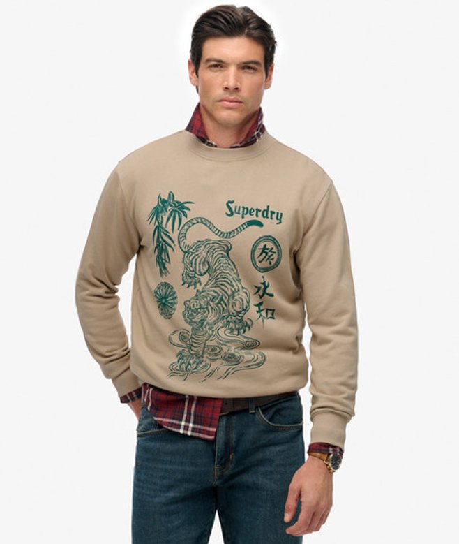 Superdry Tokyo Narrative Sweatshirt met Losse Pasvorm Brown
