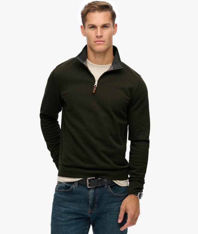Superdry Core Piqué Sweatshirt met Halve Rits Green