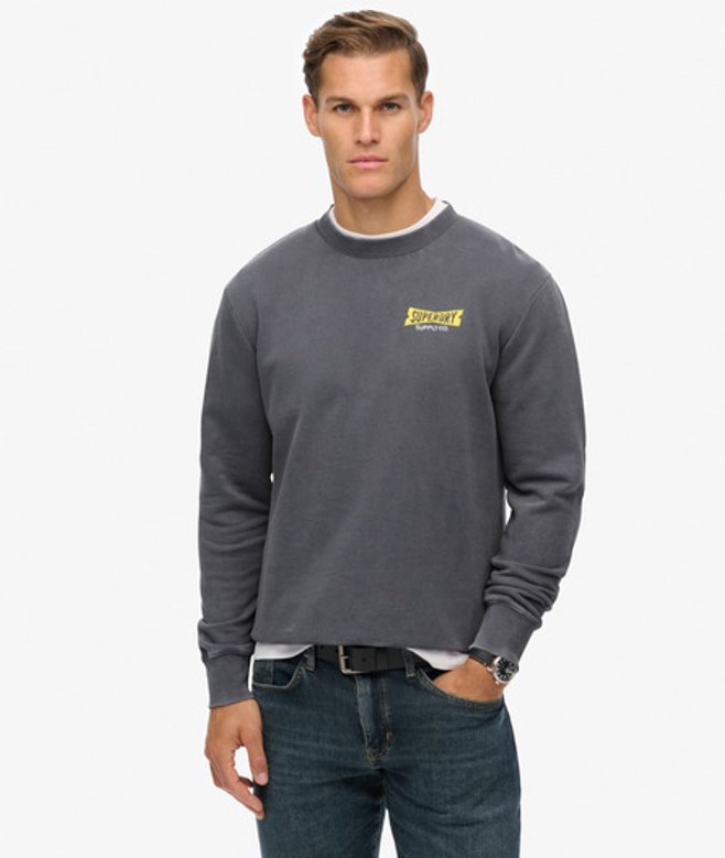 Superdry Heritage Tab Loose Crew Sweatshirt Blue