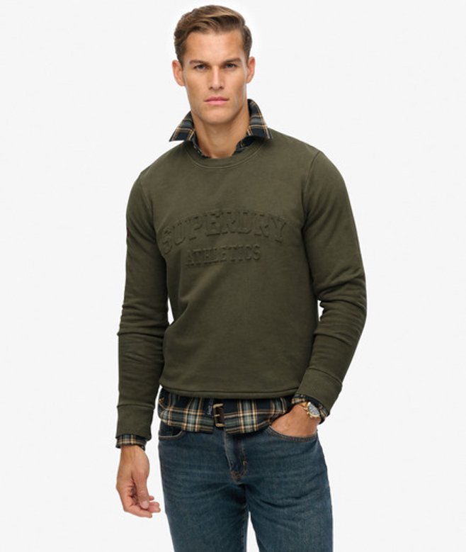 Superdry Athletic Sweatshirt met Reliëfopdruk Green
