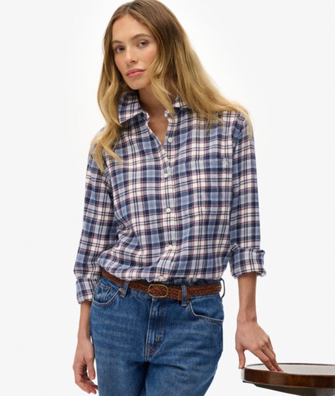 Geruit Flanellen Boyfriend Overhemd Blue Grootte: 38 afbeelding