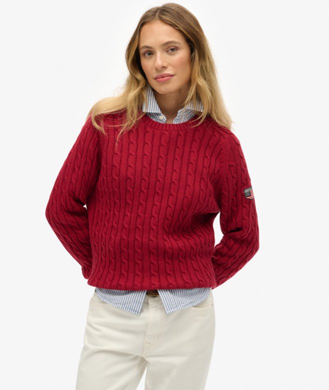 Pull en Maille Torsadée Ample Taille: 36 - Superdry - Modalova