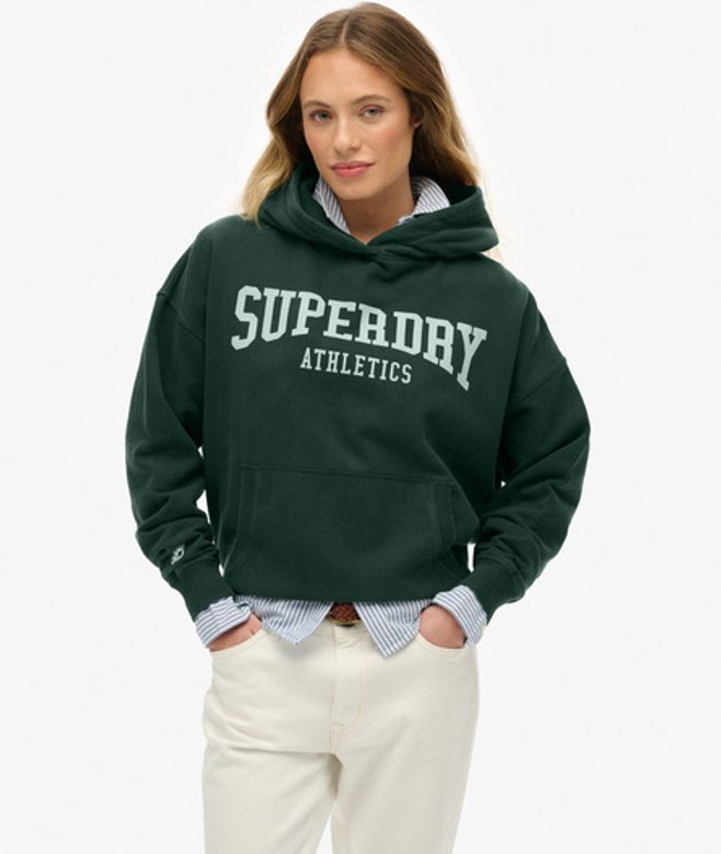 Superdry Athletic Essentials Hoodie met Losse Pasvorm Green