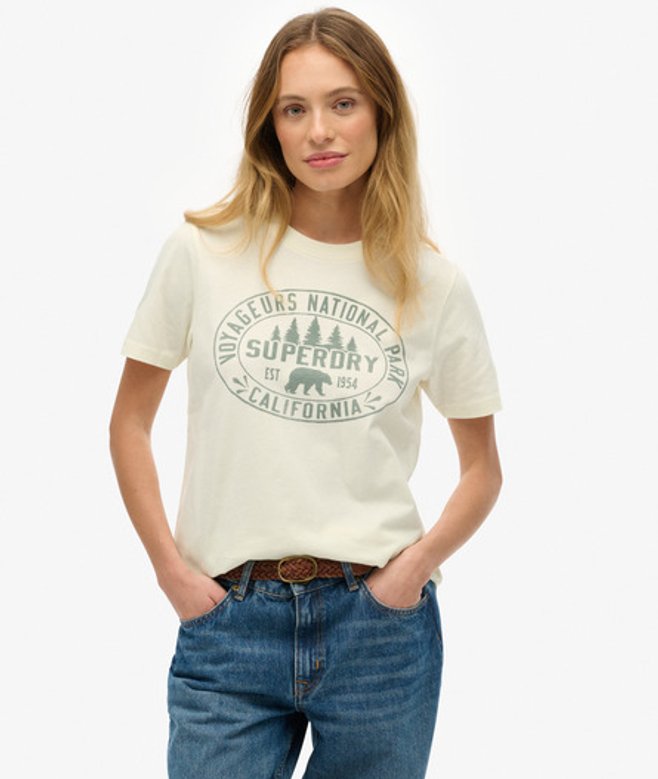 Lo-fi Outdoors Relaxed T-shirt White Grootte: 38 afbeelding