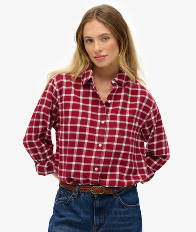 Geruit Flanellen Boyfriend Overhemd Red Grootte: 40 afbeelding