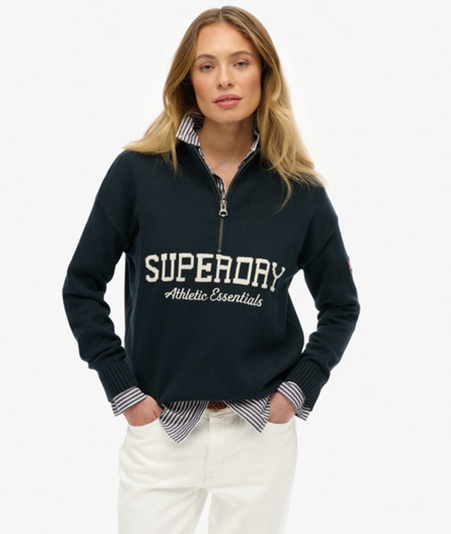 Damen Lässiger Grafik-pullover mit Reißverschluss - Größe: 40 - Superdry - Modalova