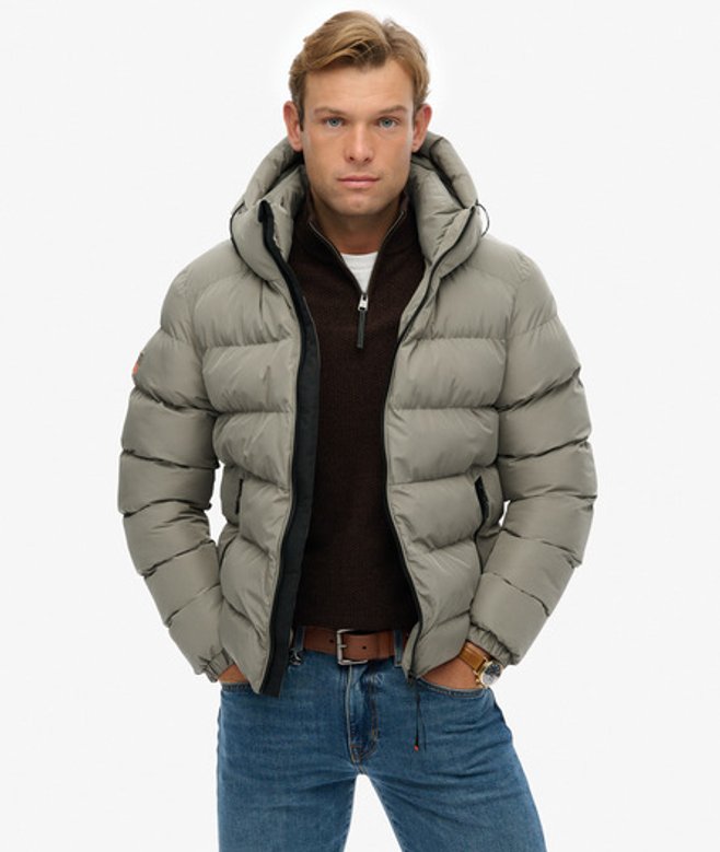 Sports Pufferjas met Capuchon Khaki Grootte: L afbeelding
