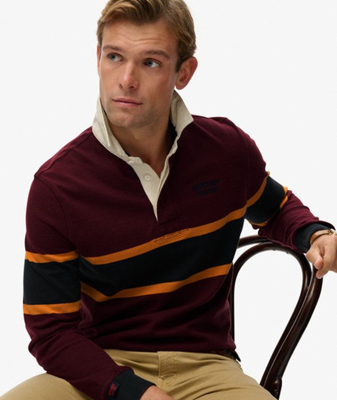 Gestreept Vintage Athletic Rugbyshirt Red Grootte: S afbeelding