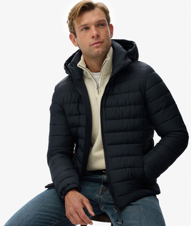 Fuji Gewatteerde Jas met Capuchon Blauw Grootte: XL afbeelding