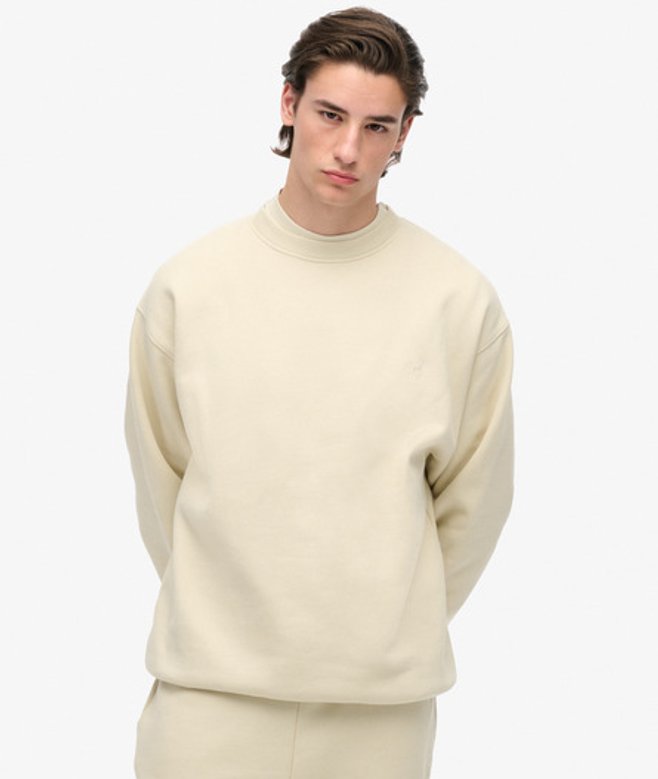 Superdry Blank Oversized Sweatshirt met Ronde Hals Light Grey