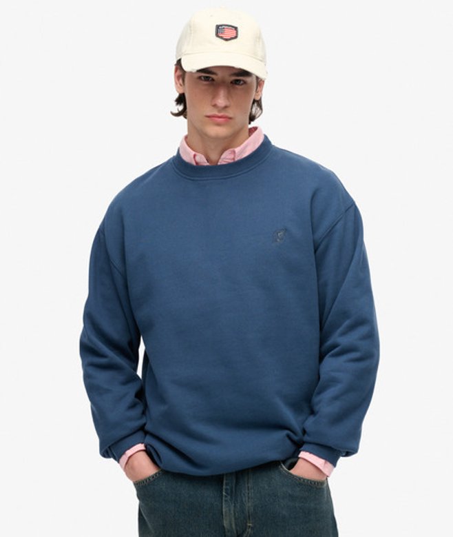 Superdry Blank Oversized Sweatshirt met Ronde Hals Blue