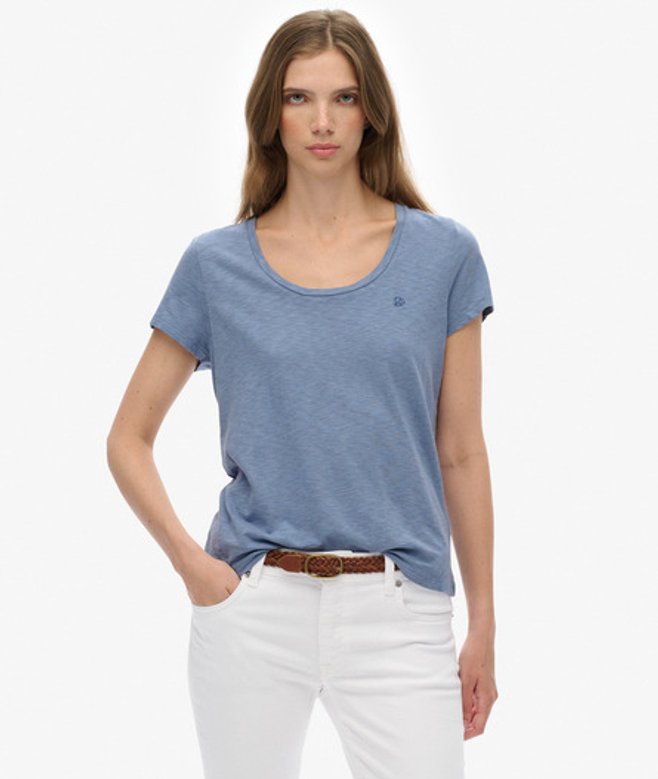 Studios T-shirt met Laag Uitgesneden Ronde Hals Light Blue Grootte: 40 afbeelding
