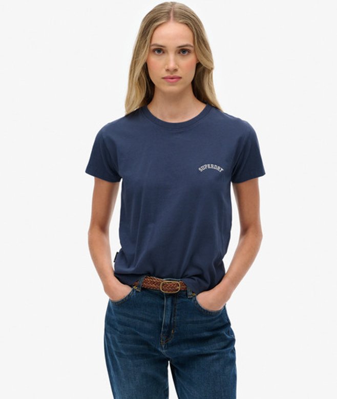 Essential Nauwsluitend T-shirt met Logo Blauw Grootte: 40 afbeelding