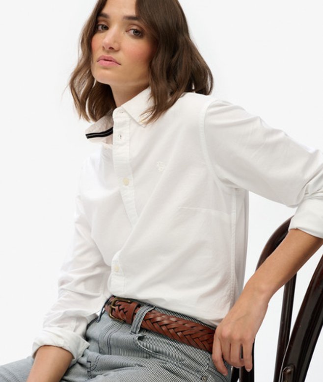 Superdry Slim Oxford Button Down Overhemd met Lange Mouwen White