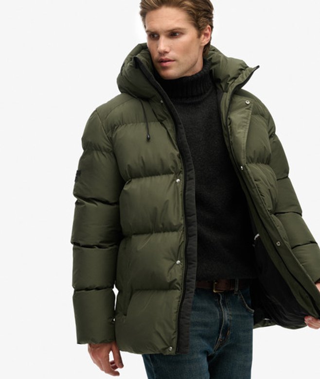 5 Baffle Sports Pufferjas met Capuchon Khaki Grootte: M afbeelding