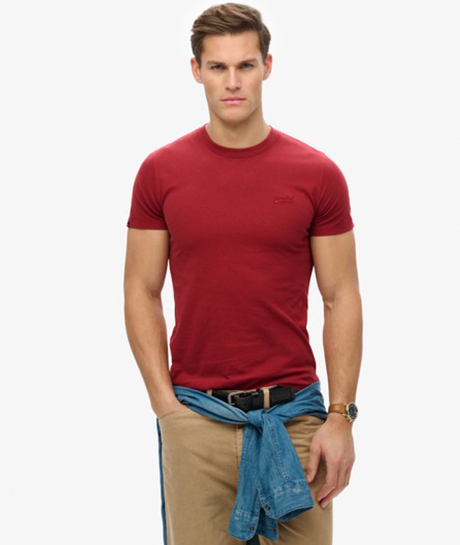 Essential Logo T-shirt van Biologisch Katoen Red Grootte: L afbeelding