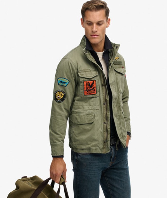 Herren M65 Jacke mit Patches - Größe: L - Superdry - Modalova