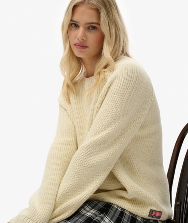 Ribgebreide Trui met Relaxte Pasvorm White Grootte: 42 afbeelding