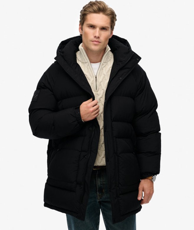 Xpd Lange Gewatteerde Parka Jas Black Grootte: M afbeelding
