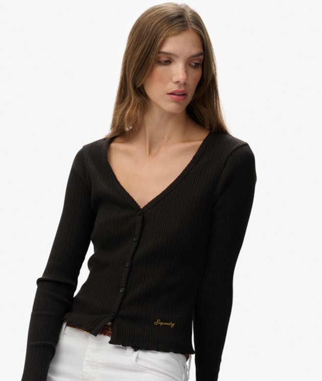 Essential Doorknoop Top met Lange Mouwen Black Grootte: 44 afbeelding