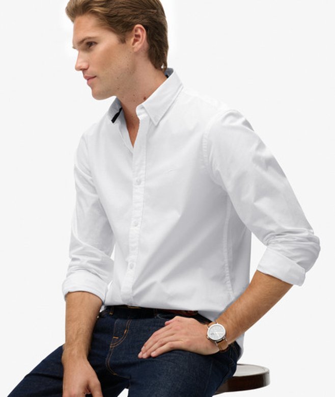 Superdry Herren Figurbetontes Essentials Lite Hemd White - Größe: S 104100950066001C001
