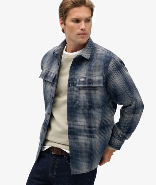 Wollen Miller Overshirt Blue Grootte: M afbeelding